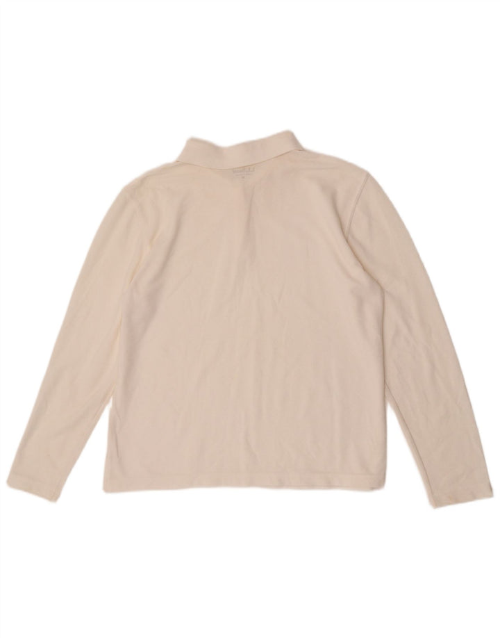 L.L.Bean Womens Long Sleeve Polo Shirt UK 14 Medium White