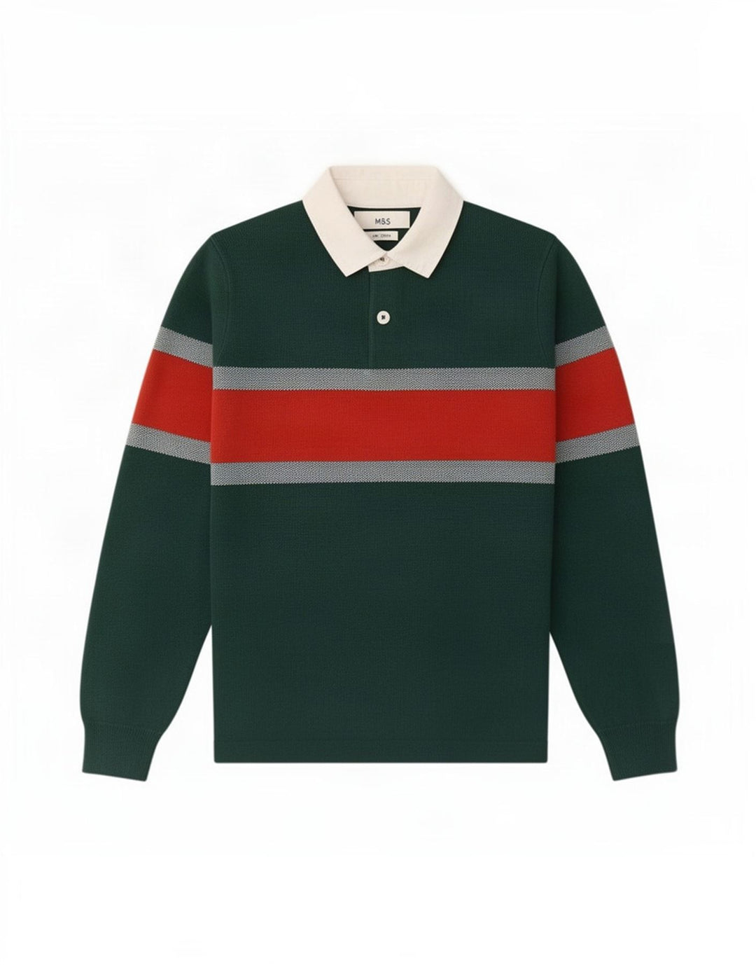 Marks & Spencer Mens Polo Neck Jumper Sweater Small Green Colourblock
