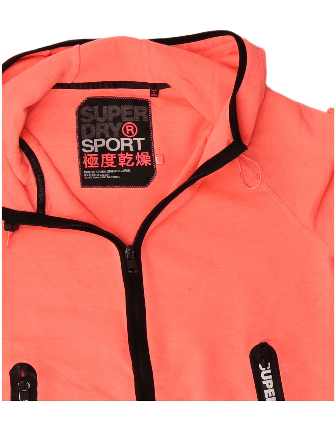 SUPERDRY Womens Graphic Zip Hoodie Sweater UK 16 Large Orange Polyester