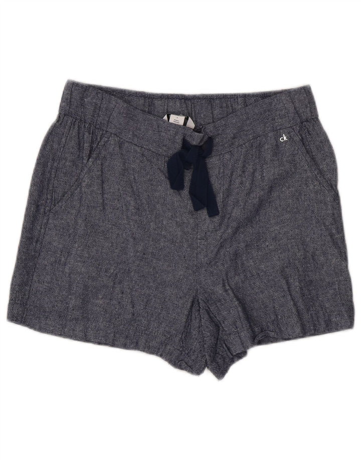 CALVIN KLEIN Womens Casual Shorts US 6 Medium W30 Navy Blue Linen