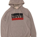 Levi's Mens Graphic Hoodie Jumper Large Grey Cotton
