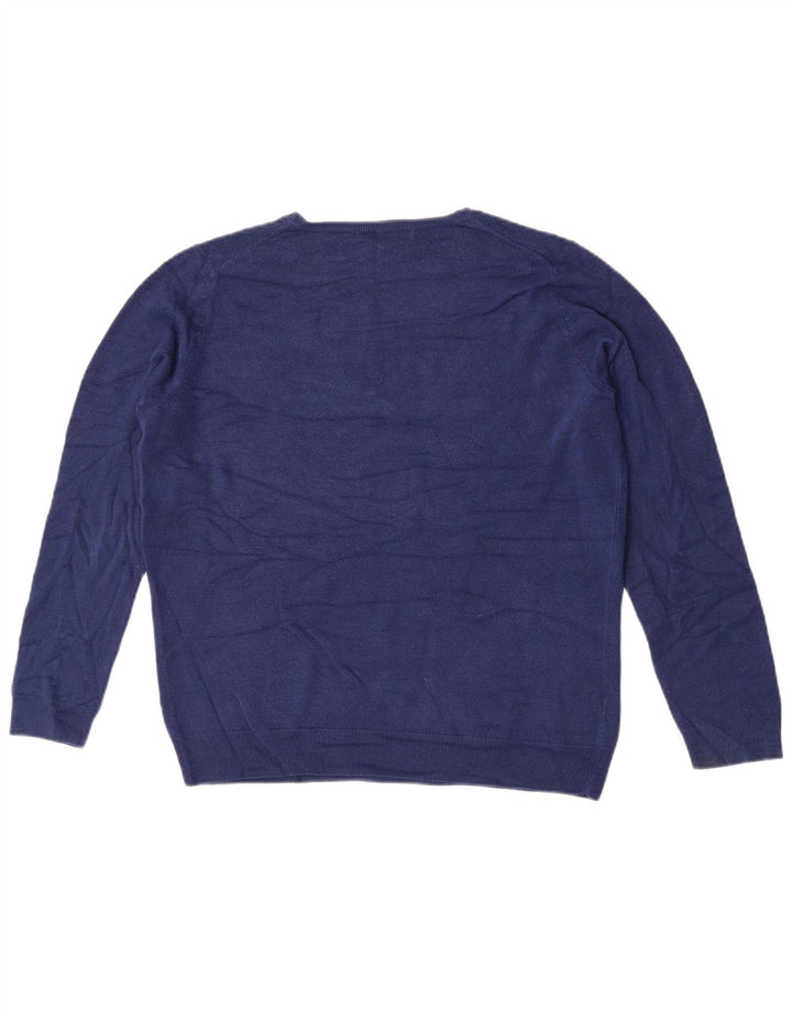 Marks & Spencer Womens Crew Neck Jumper Sweater UK 16 Large Navy Blue