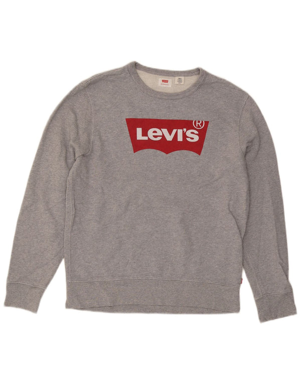 Levi's Mens Graphic Sweatshirt Jumper Small Grey Cotton