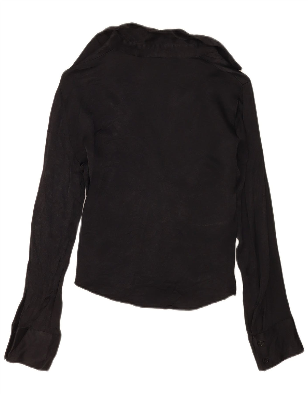 Zara Womens Crop Shirt Blouse UK 10 Small Black Viscose
