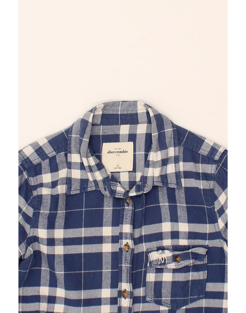 ABERCROMBIE & FITCH Girls Flannel Shirt 13-14 Years XL Navy Blue Check Vintage Abercrombie & Fitch and Second-Hand Abercrombie & Fitch from Messina Hembry 