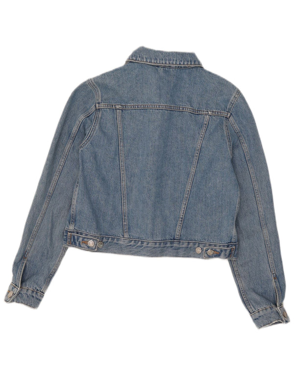 Topshop Womens Crop Denim Jacket UK 10 Small Blue Cotton