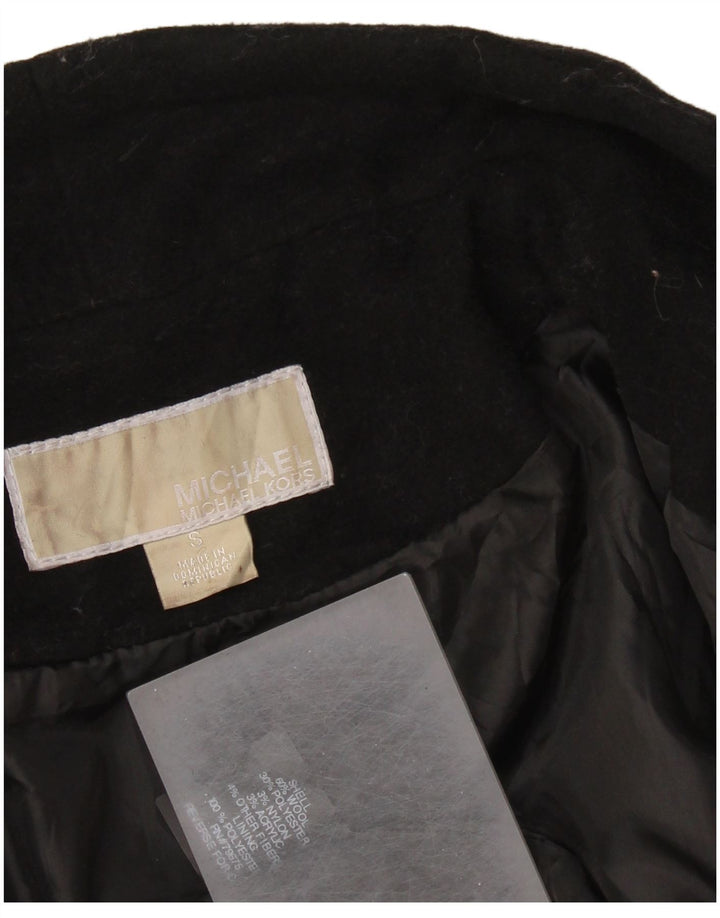 MICHAEL KORS Womens Oversized Overcoat UK 10 Small Black Wool