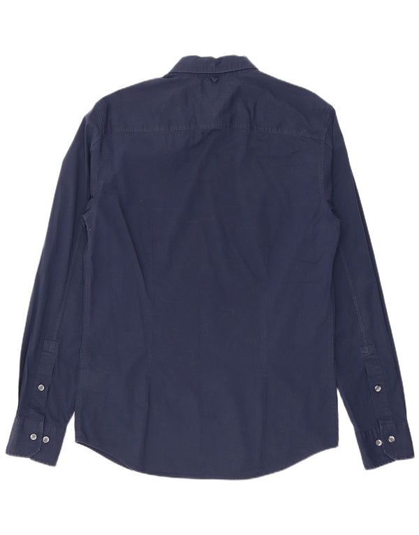 Tommy Hilfiger Mens Slim Fit Shirt Medium Navy Blue Cotton