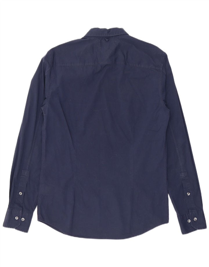 Tommy Hilfiger Mens Slim Fit Shirt Medium Navy Blue Cotton