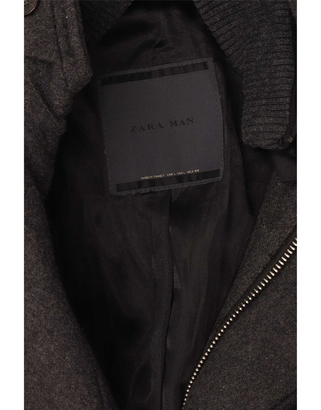 Zara Mens Overcoat UK 40 Large Grey