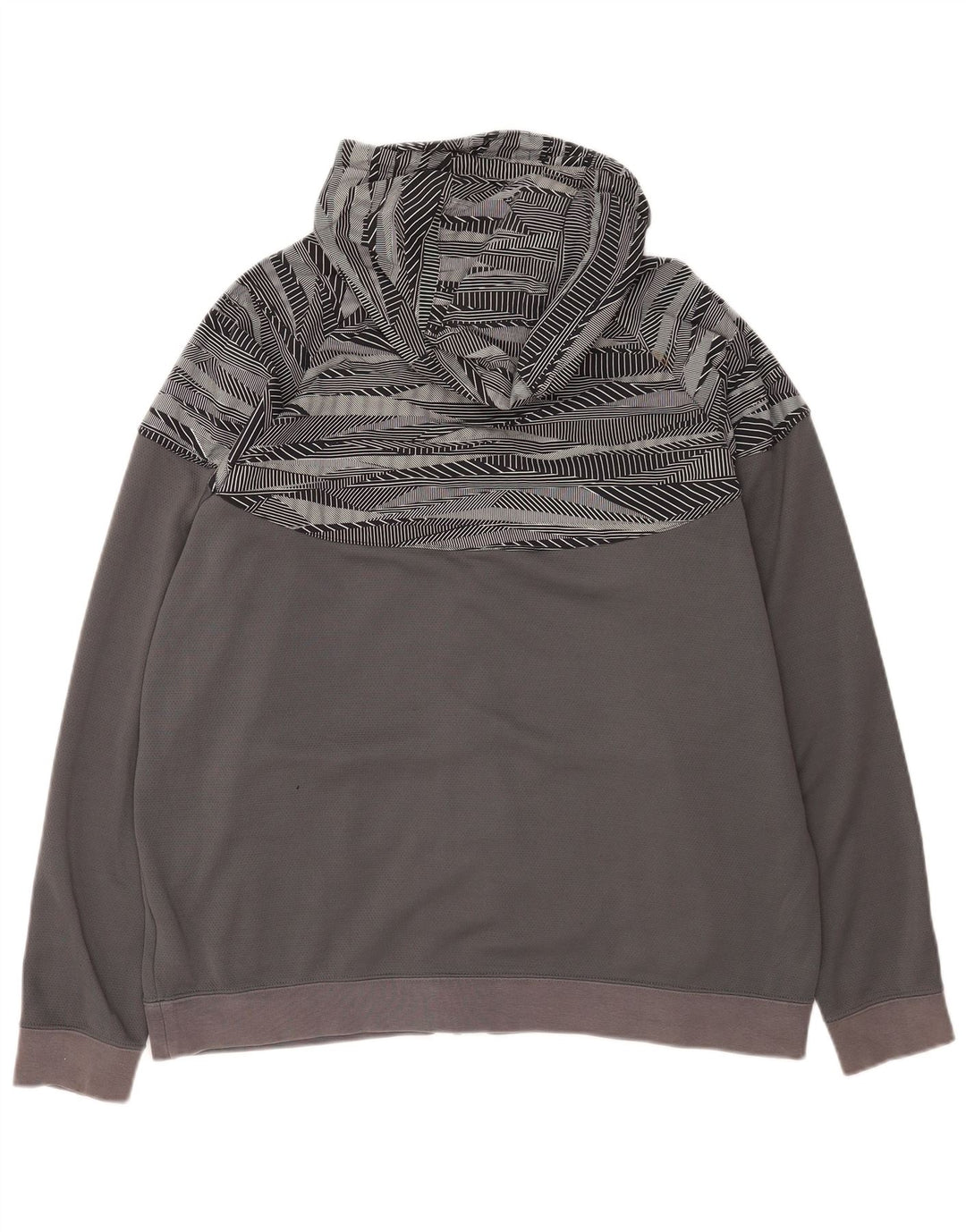 Nike Mens Zip Hoodie Sweater XL Grey Geometric Cotton
