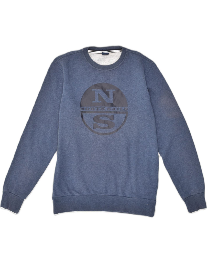 NORTH SAILS Mens Graphic Sweatshirt Jumper Small Blue Cotton | Vintage North Sails | Thrift | Second-Hand North Sails | Used Clothing | Messina Hembry 