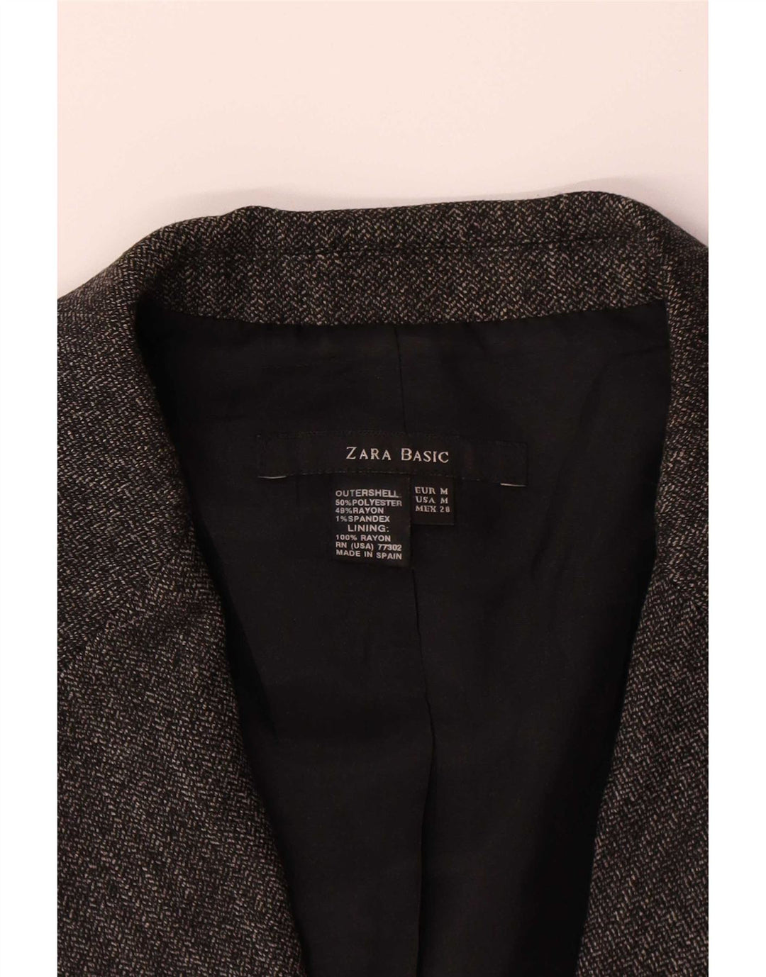 Zara Womens 1 Button Blazer Jacket UK 12 Medium Grey Polyester