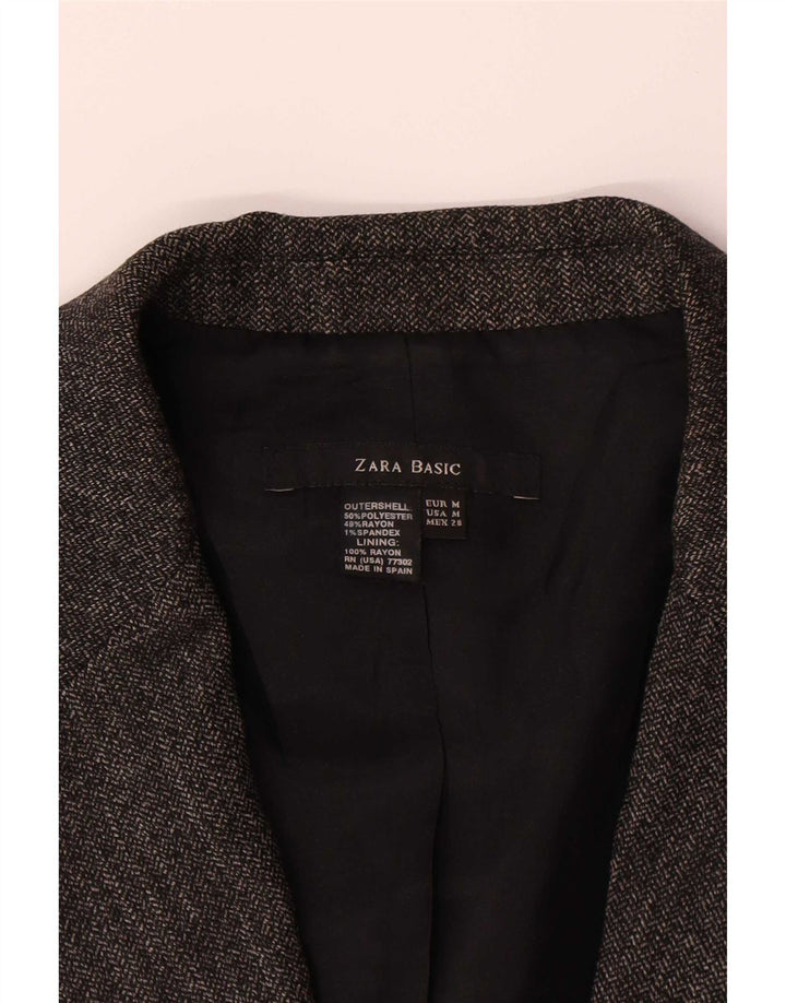 Zara Womens 1 Button Blazer Jacket UK 12 Medium Grey Polyester