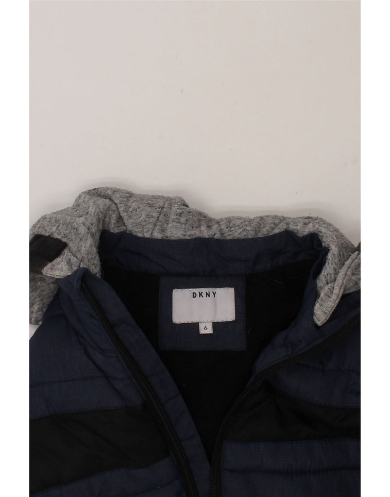 DKNY Boys Hooded Padded Jacket 5-6 Years Navy Blue Colourblock Polyamide Vintage Dkny and Second-Hand Dkny from Messina Hembry 