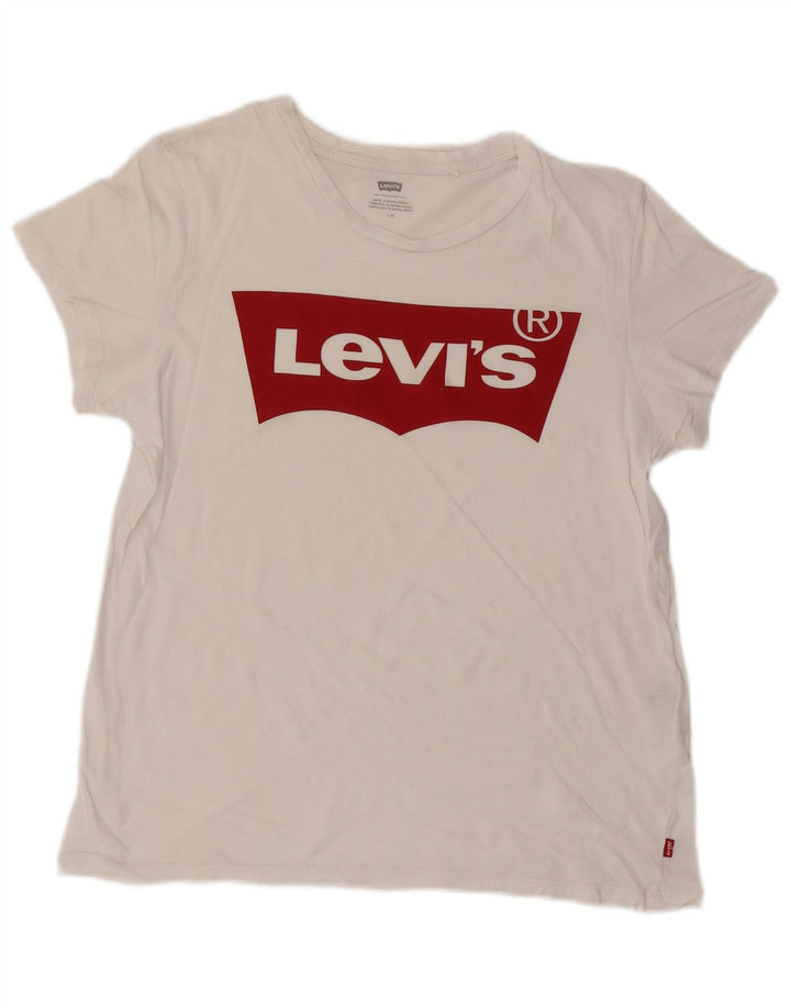 LEVI'S Womens Graphic T-Shirt Top UK 16 Large White