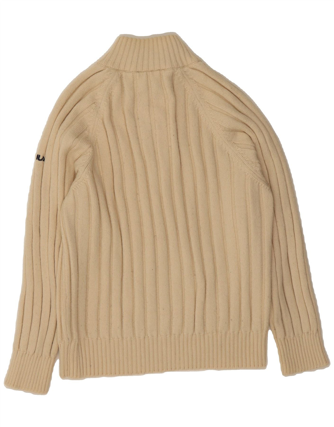 FILA Womens Zip Neck Jumper Sweater UK 14 Medium Off White Merino Wool Vintage Fila and Second-Hand Fila from Messina Hembry 