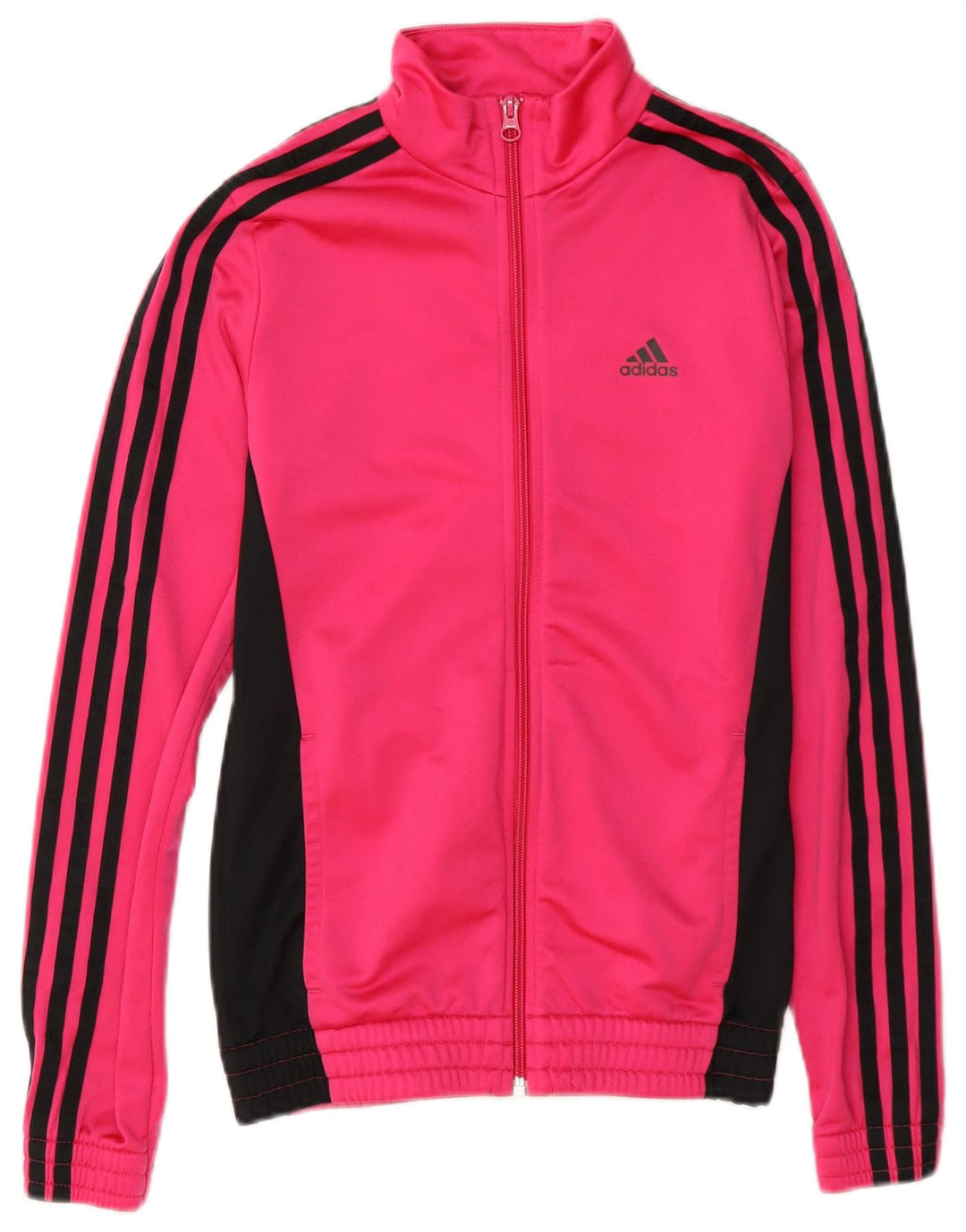 Adidas Girls Tracksuit Top Jacket 13-14 Years Pink Colourblock Polyester