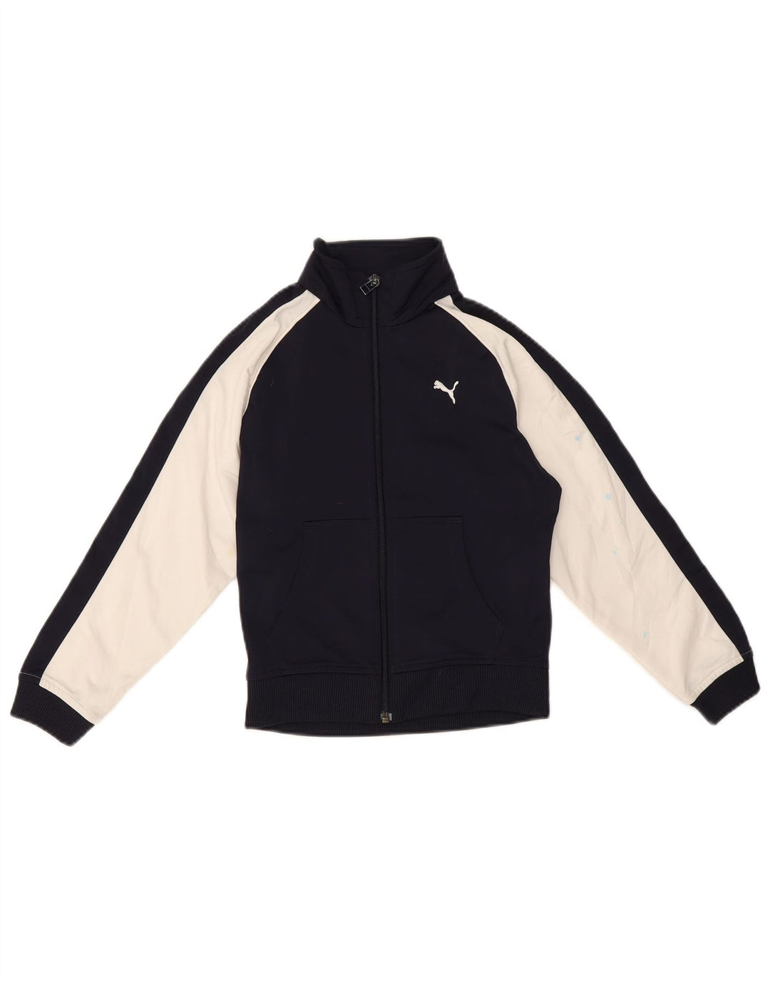 Puma Boys Tracksuit Top Jacket 7-8 Years Navy Blue Colourblock