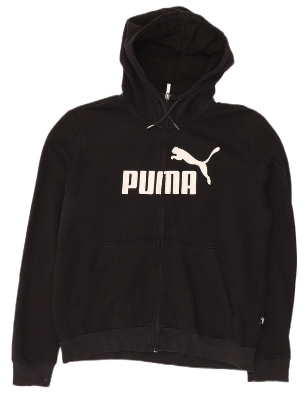 PUMA Womens Graphic Zip Hoodie Sweater UK 18 XL Black Cotton