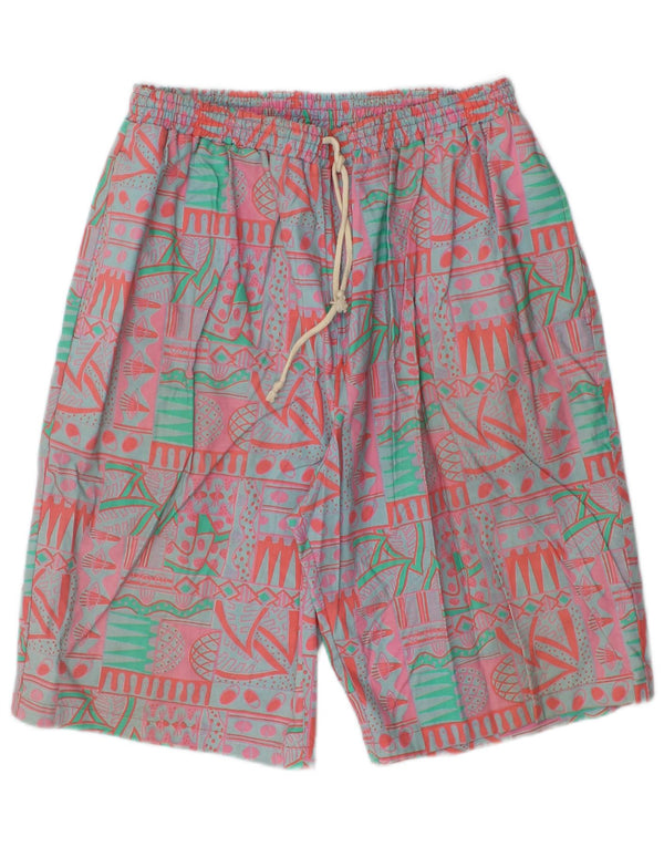 Vintage Mens Chino Shorts Large W34 Multicoloured Geometric Cotton