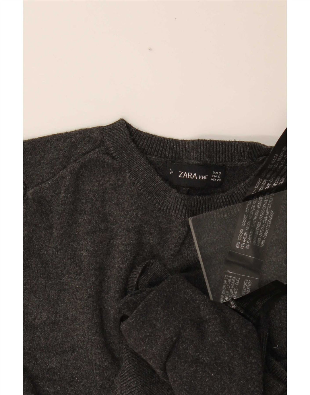 Zara Womens Crew Neck Jumper Sweater UK 10 Small Grey Viscose