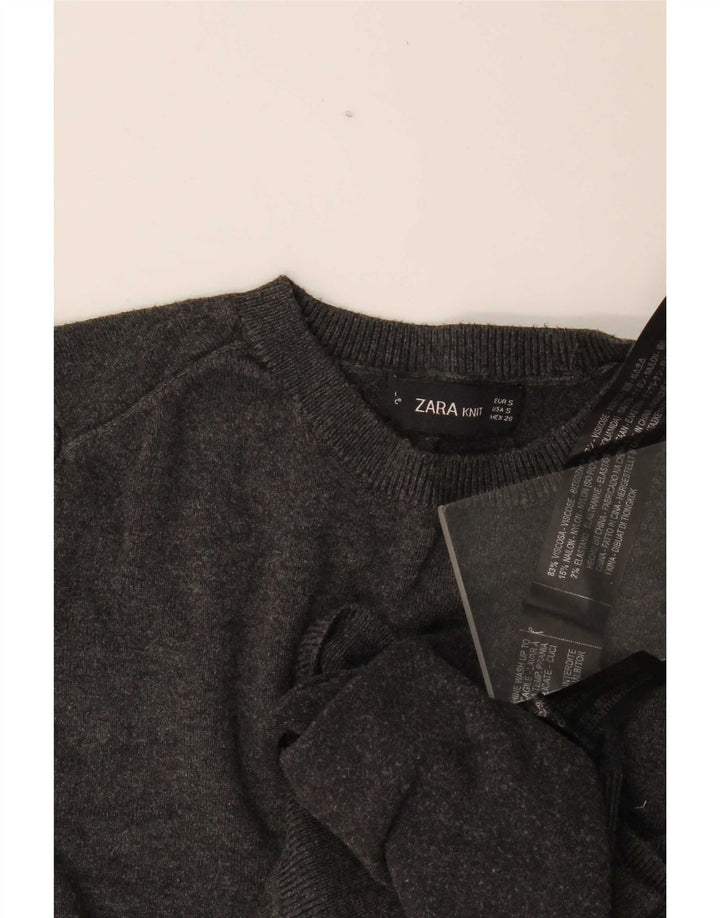 Zara Womens Crew Neck Jumper Sweater UK 10 Small Grey Viscose