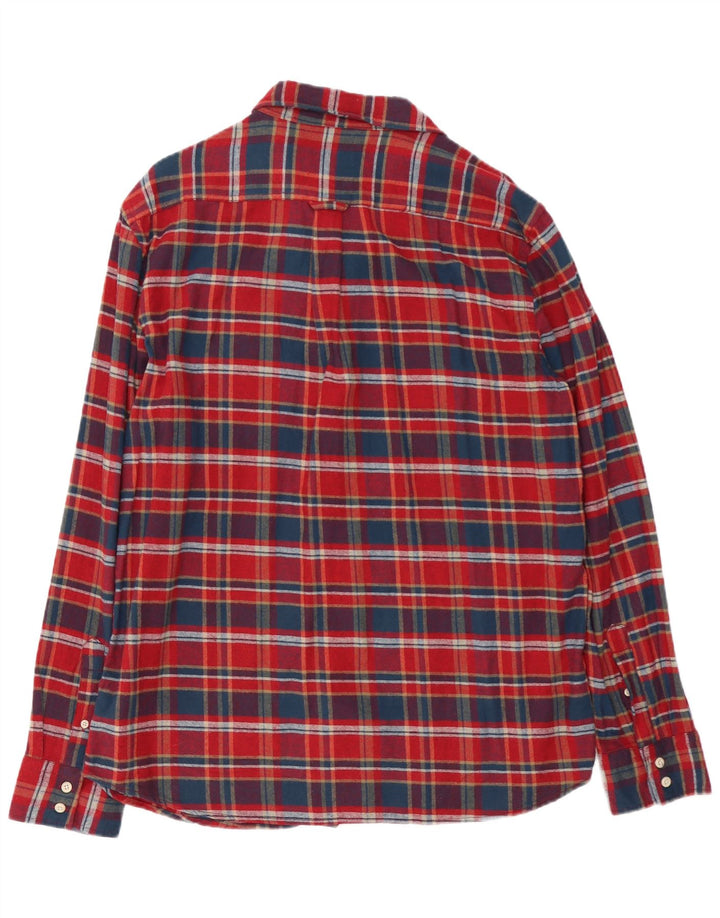 Brugi Mens Flannel Shirt Large Red Plaid Cotton