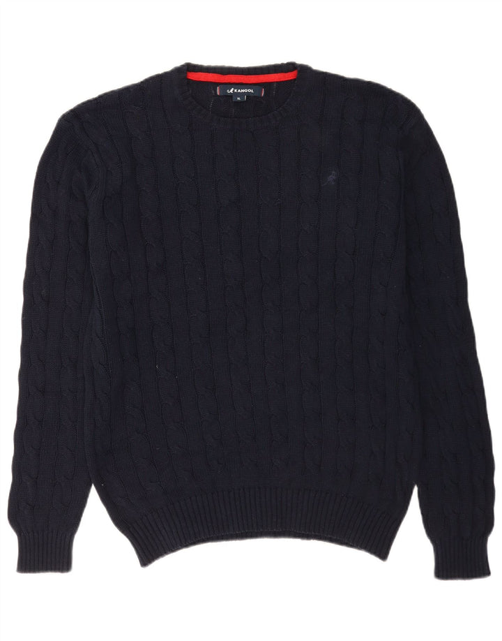 Kangol Mens Crew Neck Jumper Sweater XL Navy Blue Cotton