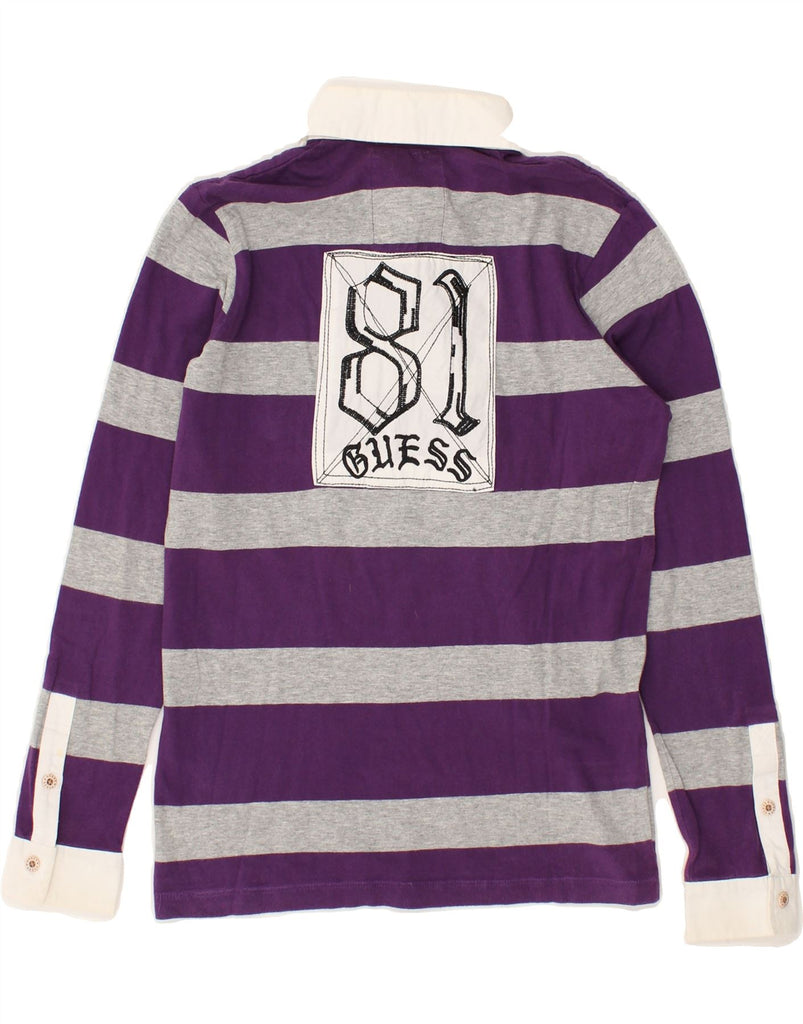 GUESS Girls Graphic Long Sleeve Polo Shirt 11-12 Years Purple Striped | Vintage Guess | Thrift | Second-Hand Guess | Used Clothing | Messina Hembry 