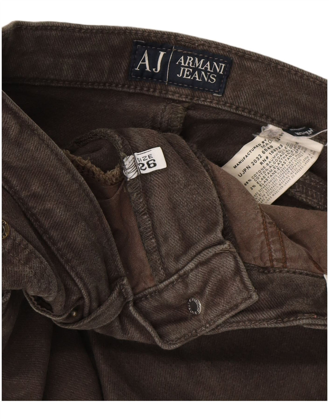 ARMANI Womens Straight Jeans W26 L29  Khaki Cotton