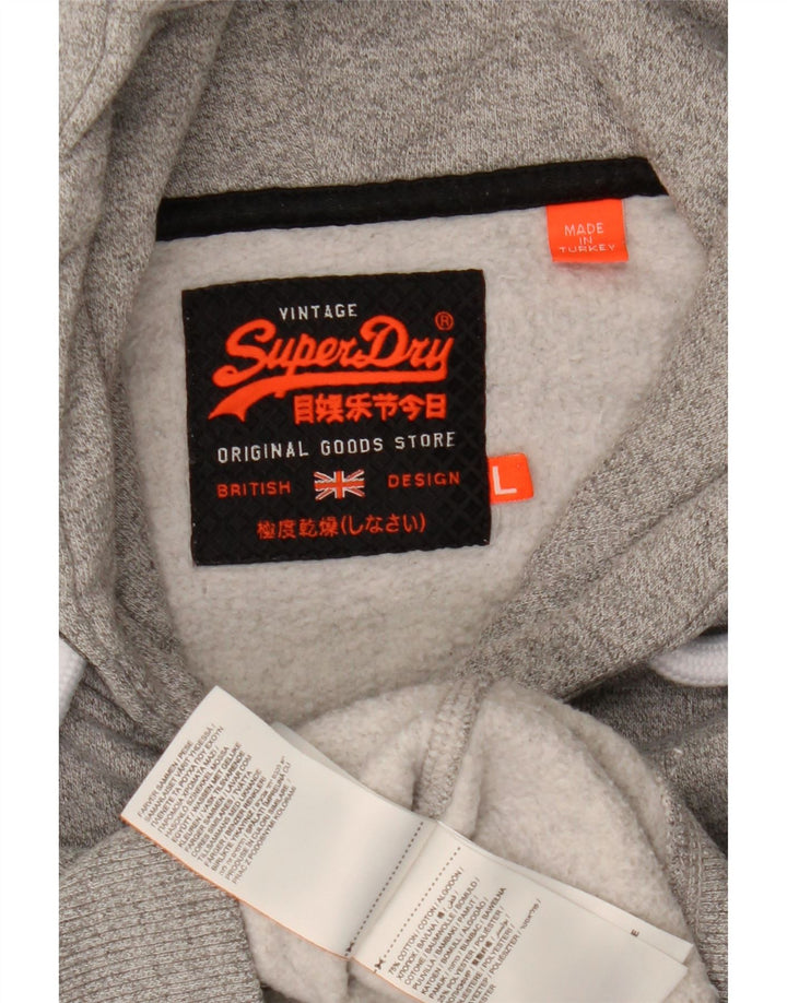 Superdry Mens Graphic Hoodie Jumper Large Grey Cotton