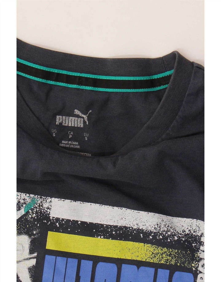 Puma Mens Graphic T-Shirt Top Small Navy Blue Cotton