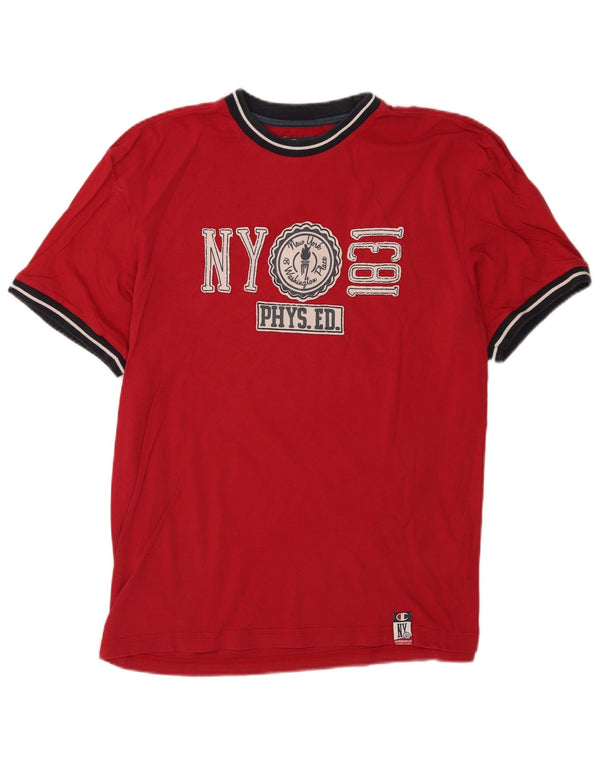 Champion Mens Graphic T-Shirt Top XL Red Colourblock