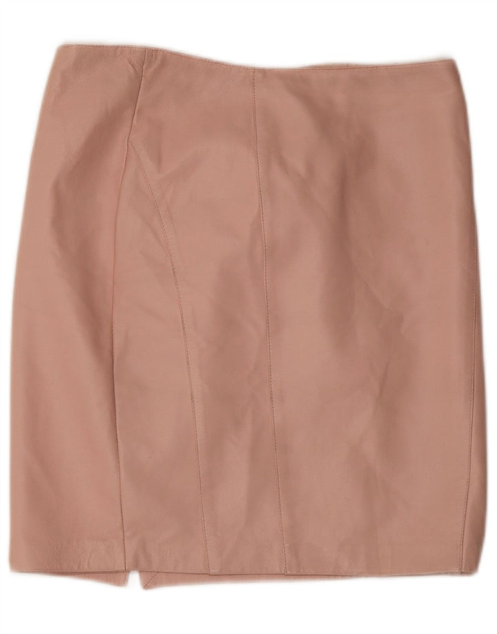 Vintage Womens Leather Skirt W32 Large Pink