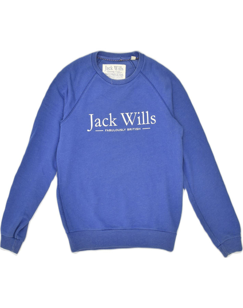 JACK WILLS Mens Graphic Sweatshirt Jumper XS Blue Cotton | Vintage Jack Wills | Thrift | Second-Hand Jack Wills | Used Clothing | Messina Hembry 