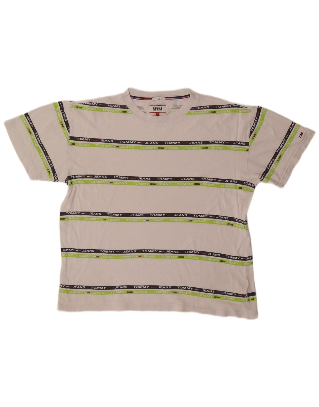 Tommy Hilfiger Mens Relaxed Fit Graphic T-Shirt Top Medium White Striped