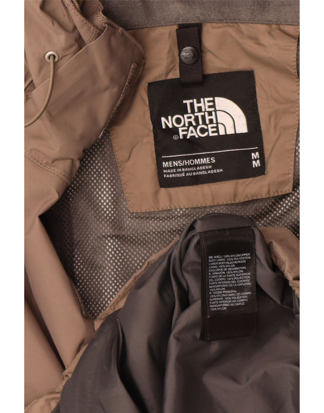The North Face Mens Hooded Rain Jacket UK 38 Medium Beige Nylon