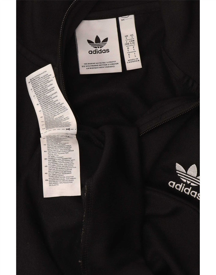 Adidas Womens Tracksuit Top Jacket UK 16 Large Black Polyester