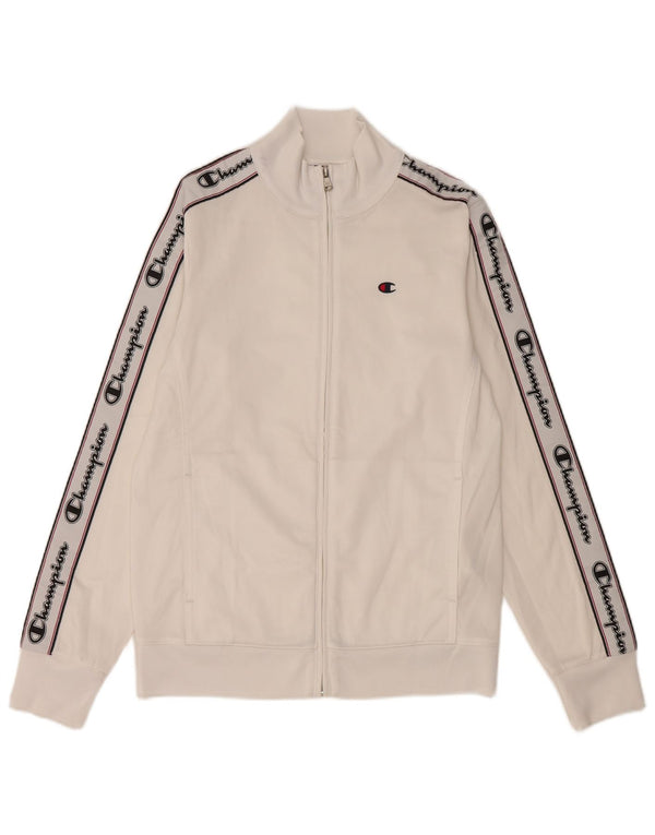 Champion Womens Graphic Tracksuit Top Jacket UK 10 Small White Polyester