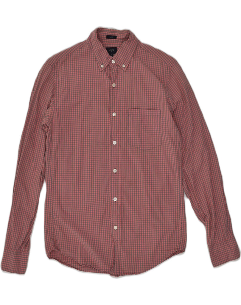 J. CREW Mens Slim Fit Shirt Small Pink Gingham Cotton | Vintage J. Crew | Thrift | Second-Hand J. Crew | Used Clothing | Messina Hembry 