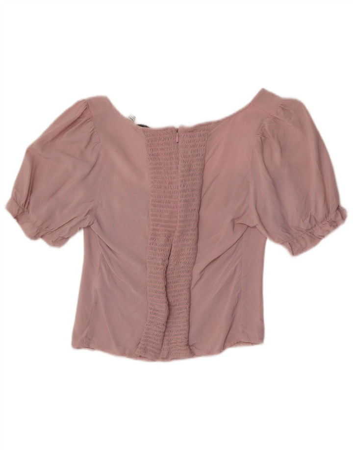 Jack Wills Womens Crop Blouse Top UK 12 Medium Pink Viscose