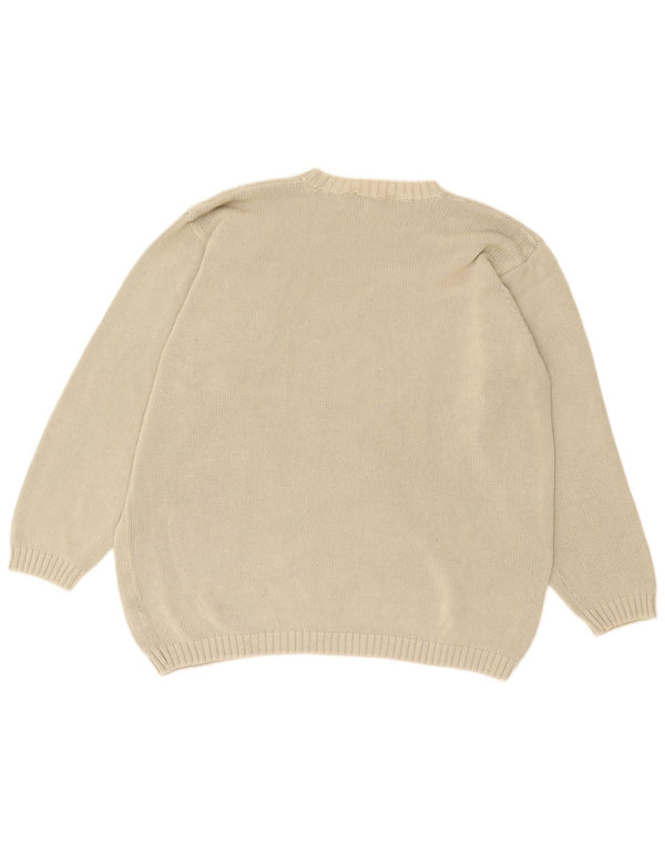 Marks & Spencer Mens Crew Neck Jumper Sweater Large Beige Cotton