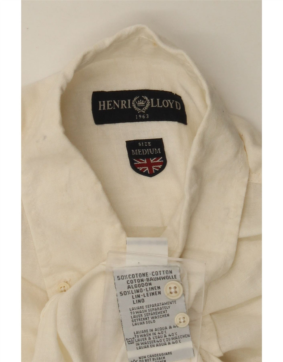 HENRI LLOYD Mens Shirt Medium Off White Cotton