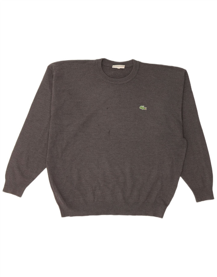 Lacoste Mens Crew Neck Jumper Sweater XL Grey Wool