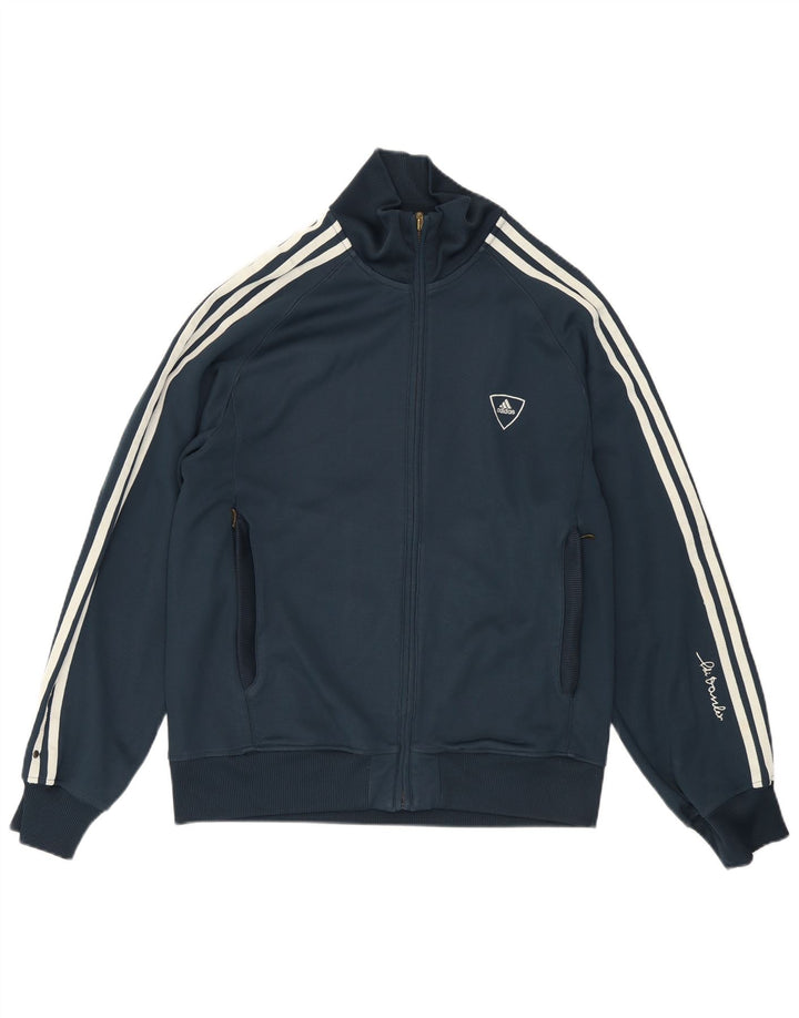 Adidas Mens Graphic Tracksuit Top Jacket Medium Navy Blue Polyester