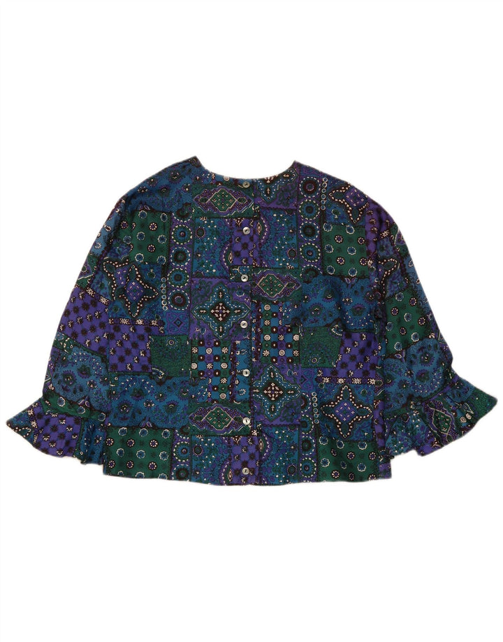 Vintage Womens Crop Shirt Blouse UK 12 Medium Multicoloured Patchwork