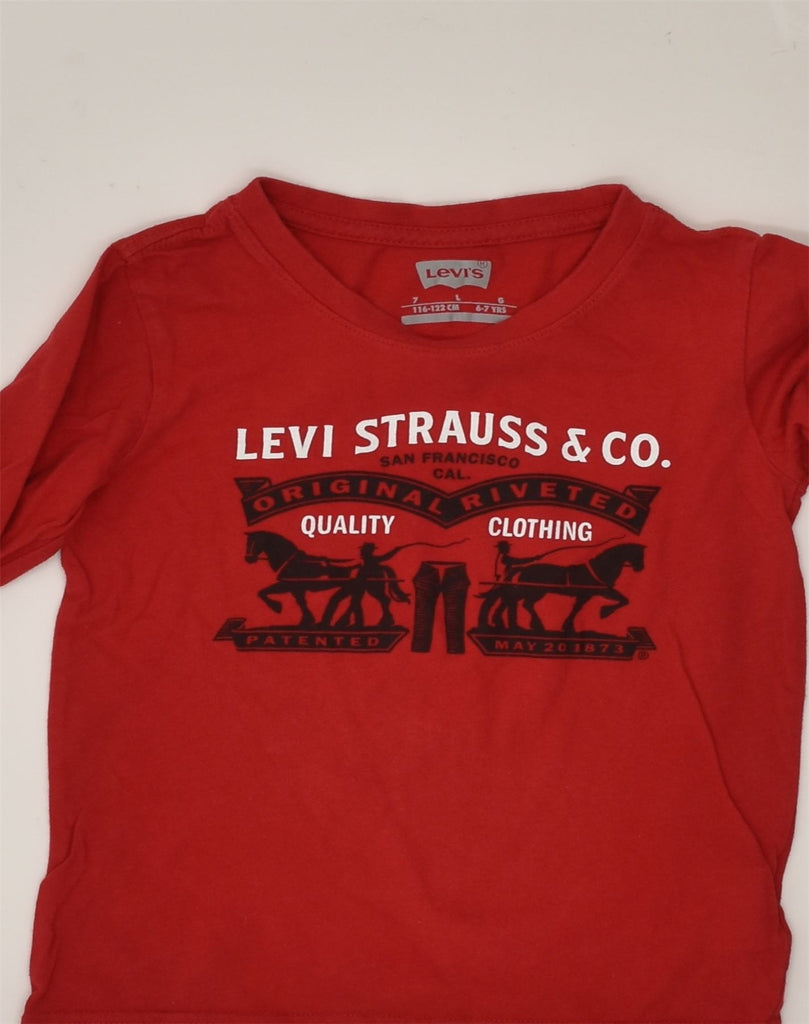 LEVI'S Boys Graphic Top Long Sleeve 6-7 Years Large Red Cotton | Vintage Levi's | Thrift | Second-Hand Levi's | Used Clothing | Messina Hembry 