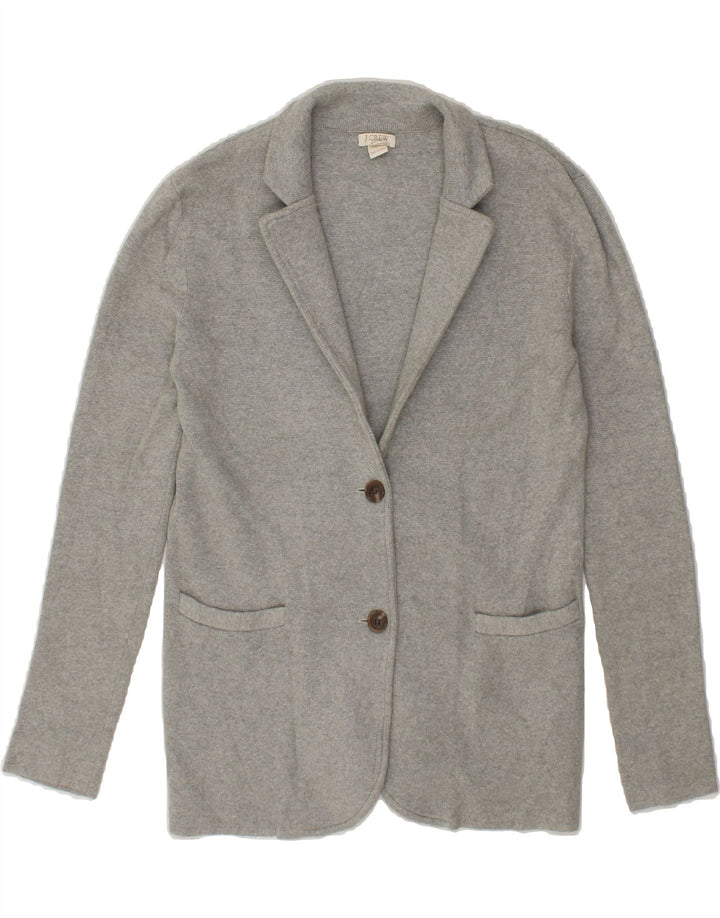 J. CREW Womens Oversized Knit 2 Button Blazer Jacket UK 6 XS Grey Cotton Vintage J. Crew and Second-Hand J. Crew from Messina Hembry 