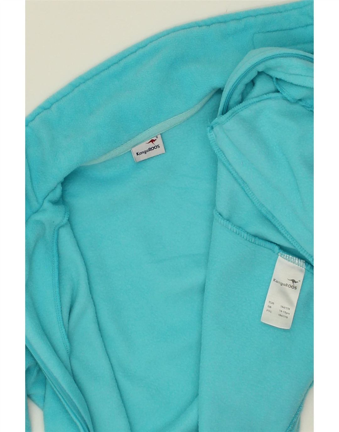 KANGAROOS Girls Graphic Fleece Jacket 14-15 Years Turquoise Polyester Vintage Kangaroos and Second-Hand Kangaroos from Messina Hembry 